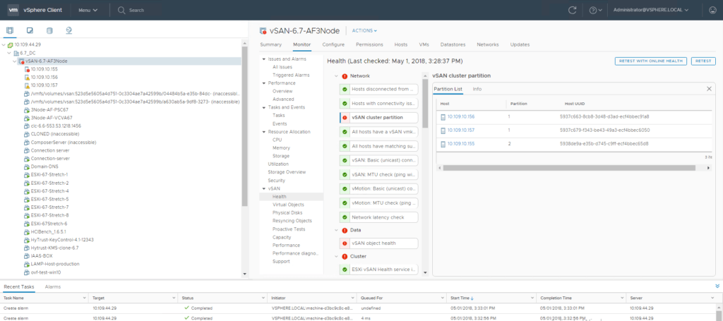 Troubleshooting vSAN cluster partition vSAN 6.7 and vSAN 6.6